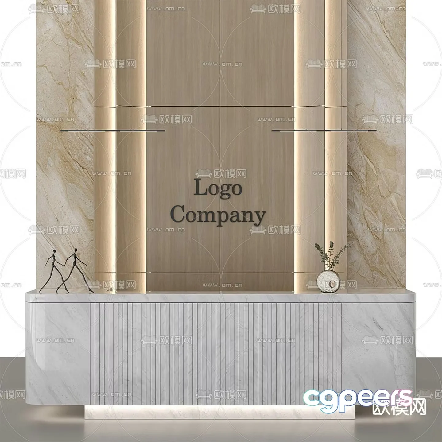 Front desk reception desk service desk 3d model