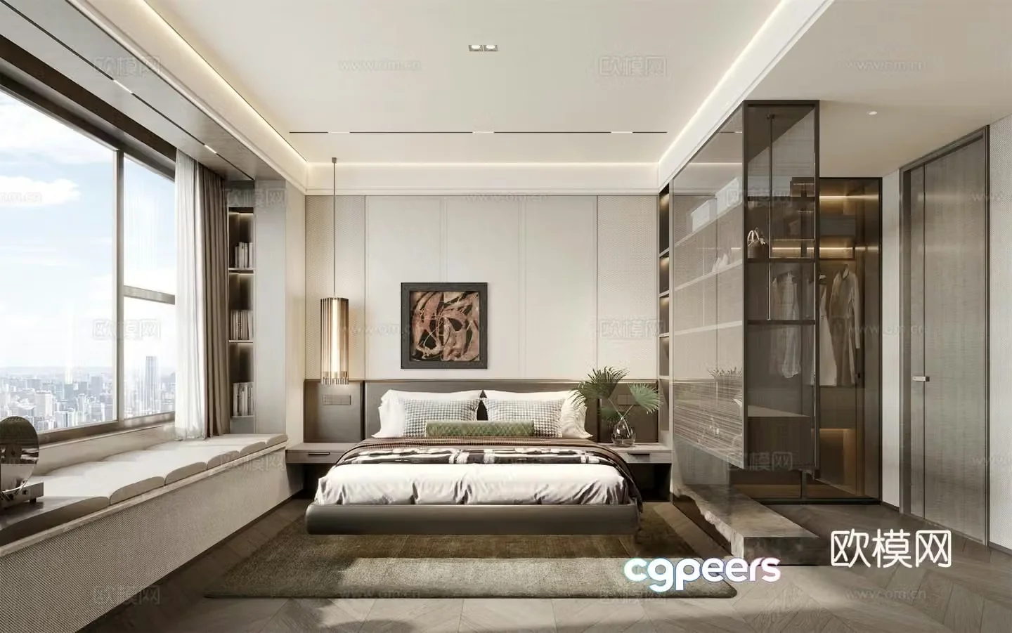 Modern light luxury bedroom 3d model