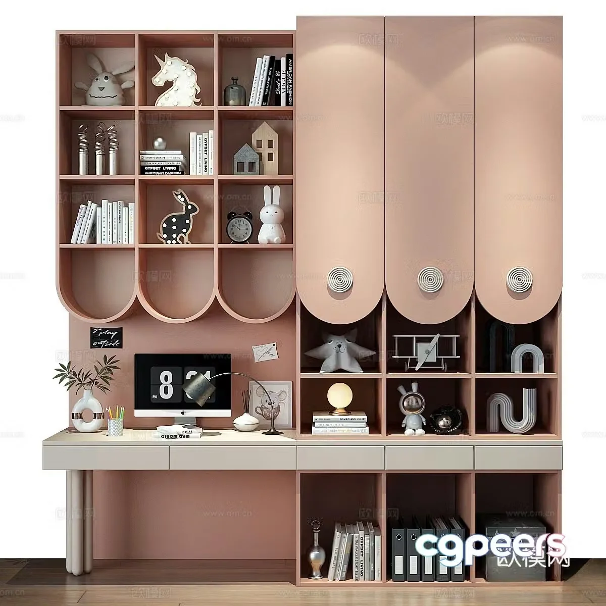 Modern children’s bookcase 3d model