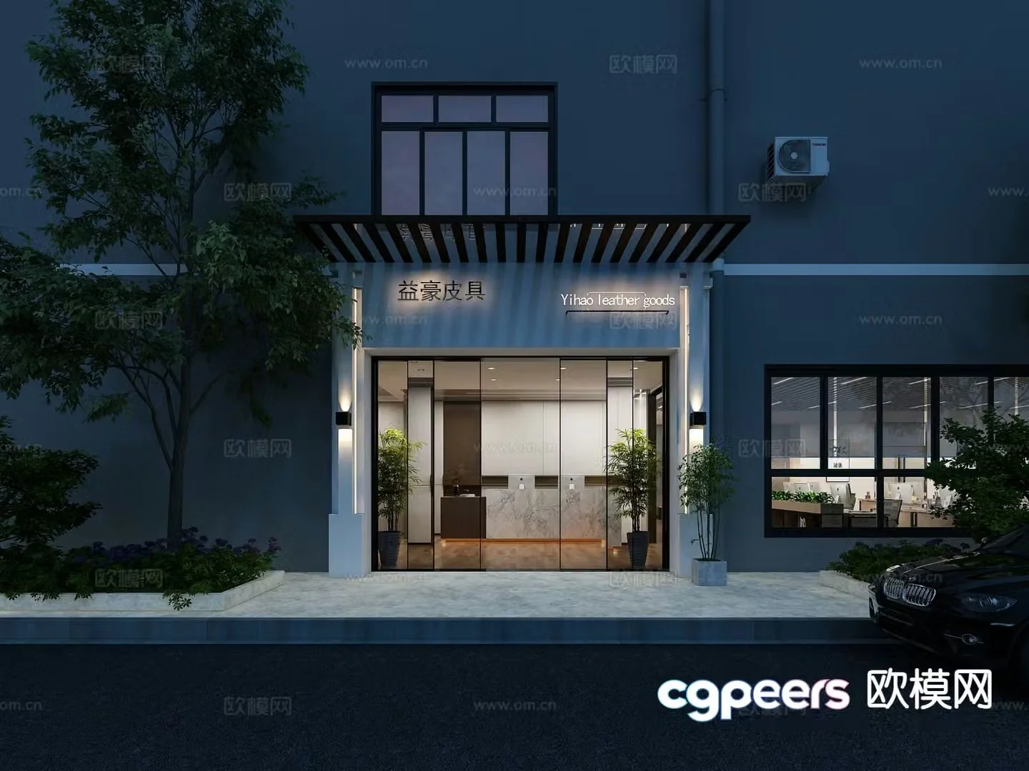 Modern leather door front facade 3d model