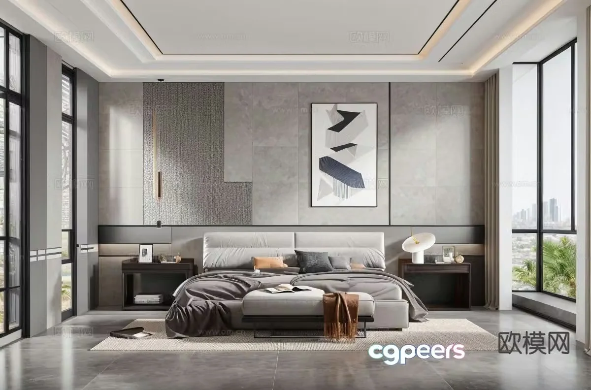Modern bedroom master bedroom 3d model