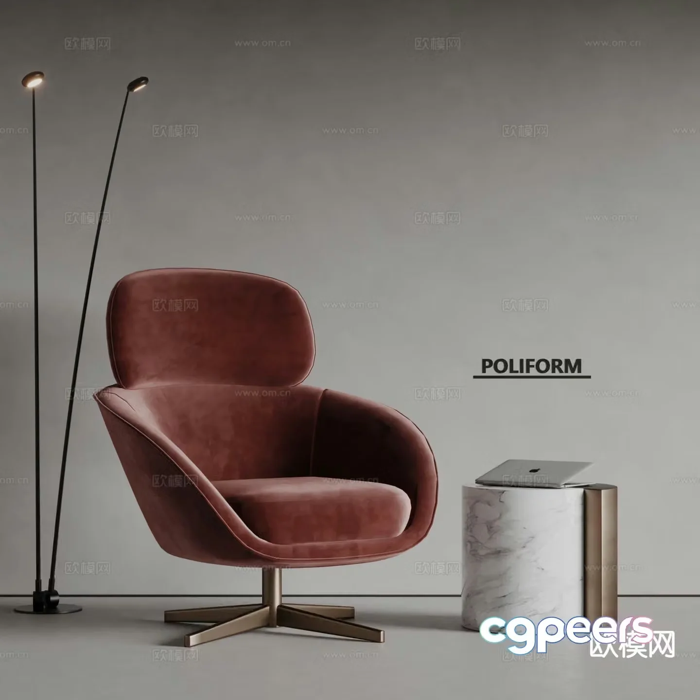 poliform modern leisure chair sofa chair 3d model