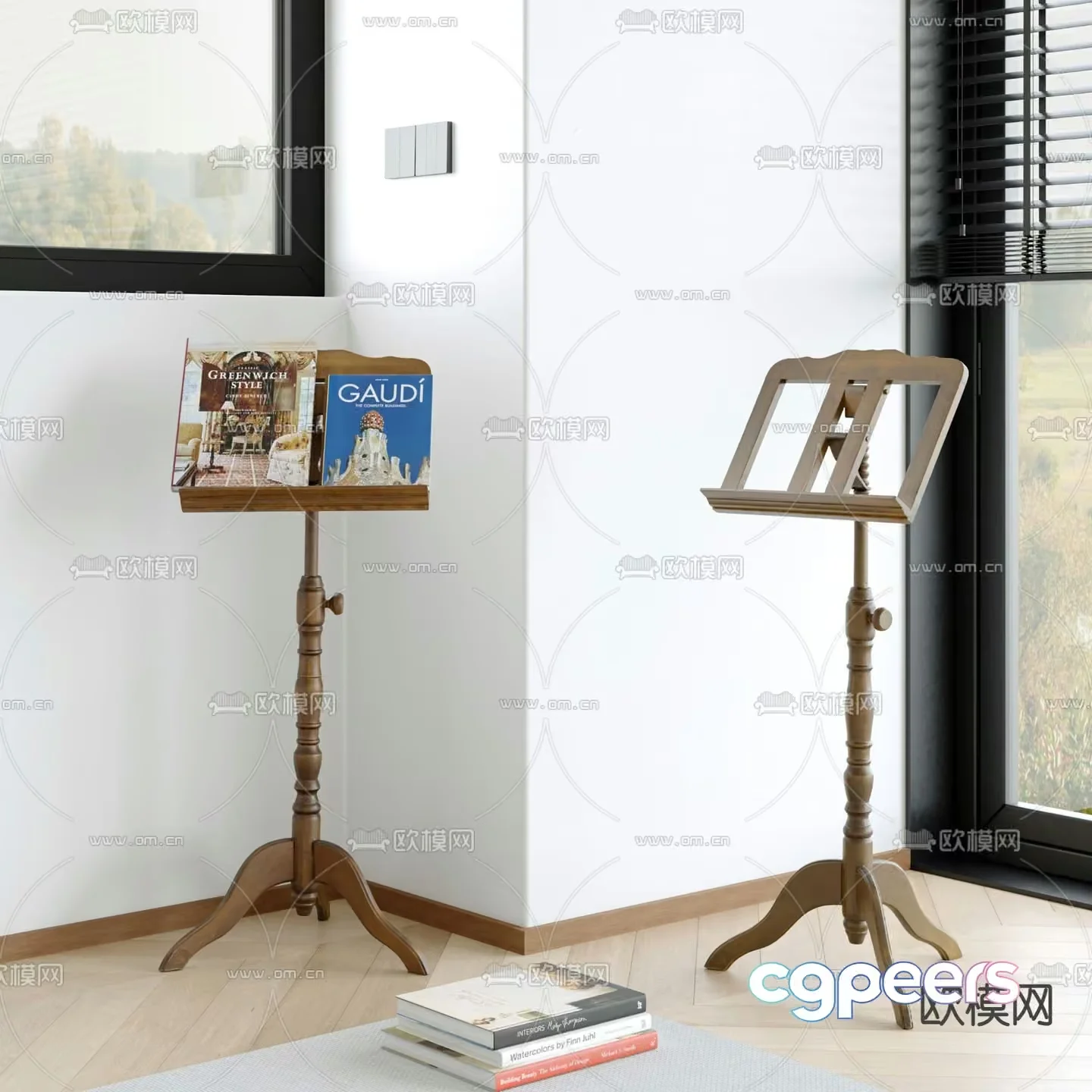 Modern Book Stands 3D Model – 12219 – VRAY Render