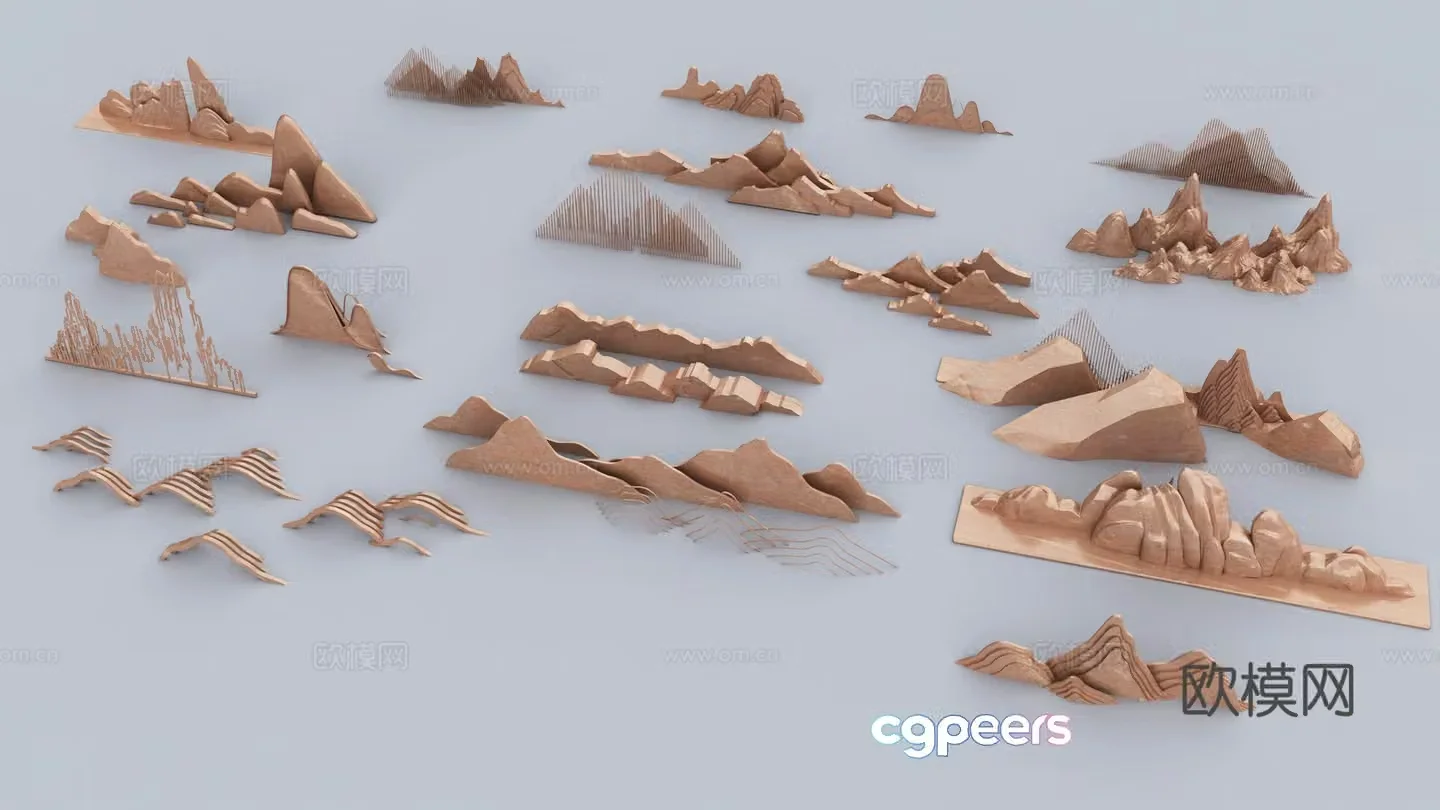 National tide landscape rockery lines patterns mountain tops rockery mountain peaks line mountains mountain 3d model