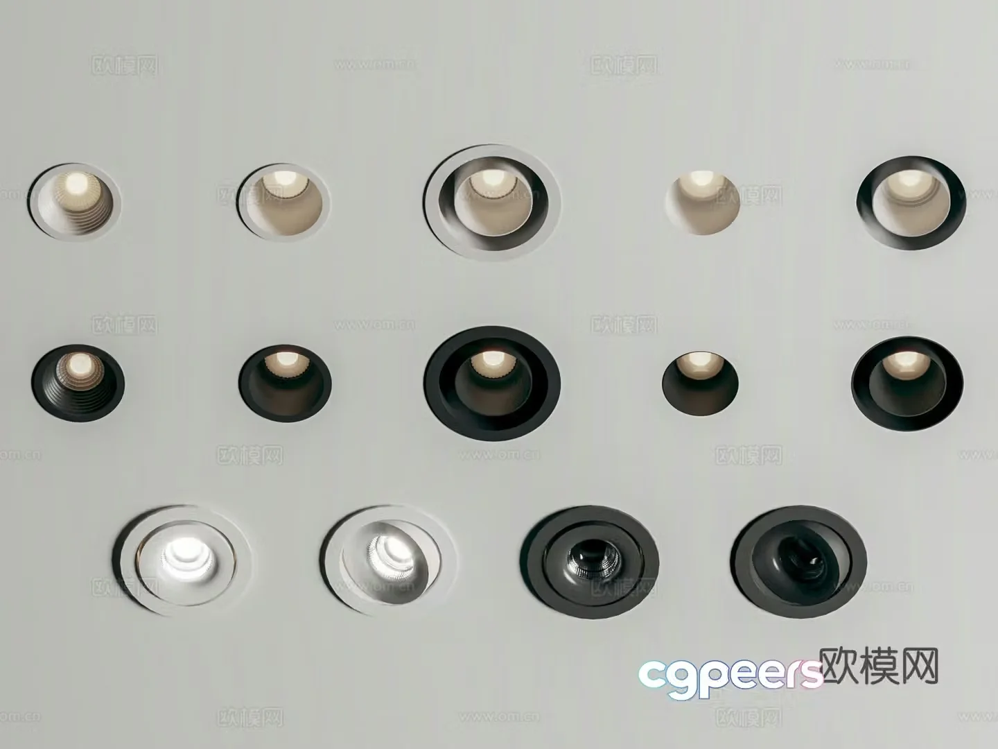 Downlight combination Recessed downlight 3D model