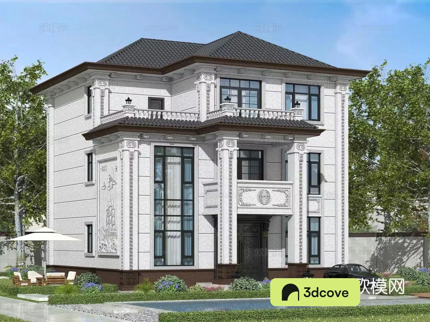 Chinese style single-family villa appearance