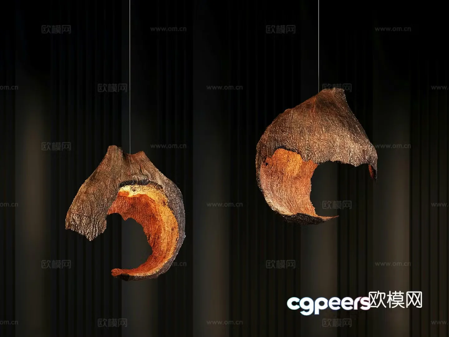 Wabi-sabi chandelier wood chandelier 3d model