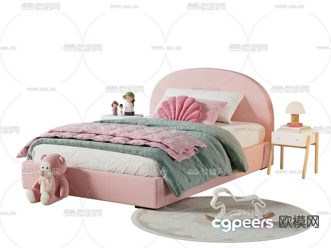 Simple children’s bed pink bed dome bed 3d model