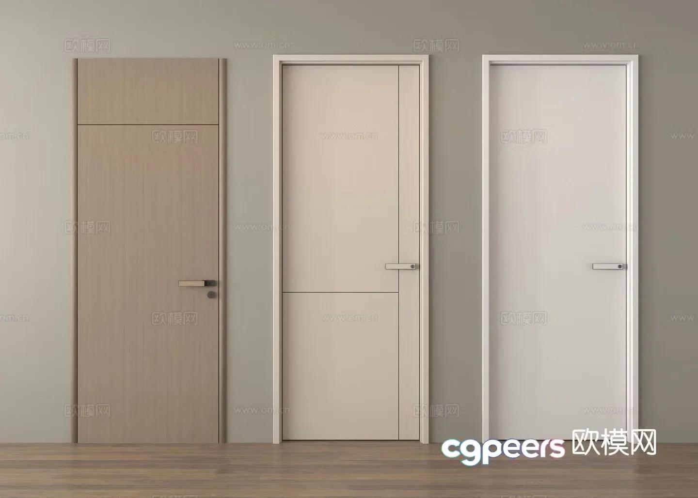 Single-open door bedroom door 3d model