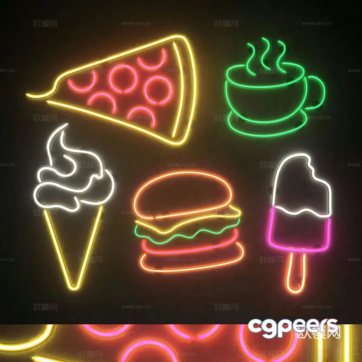 Modern neon light glowing decorative light 3d model