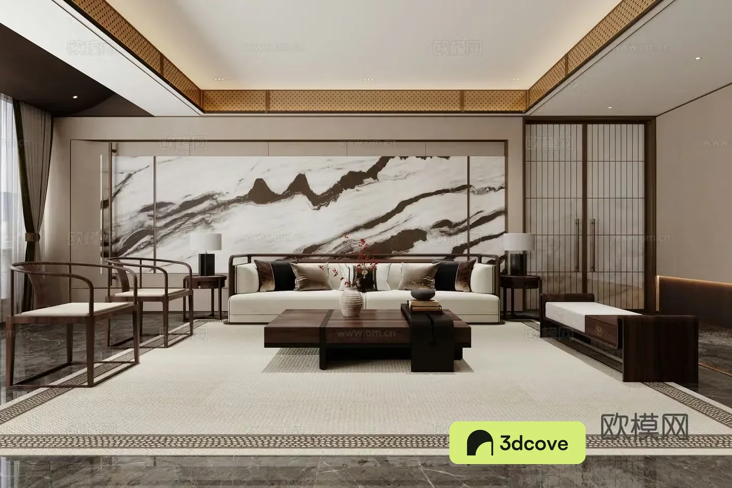 New Chinese style living and dining room