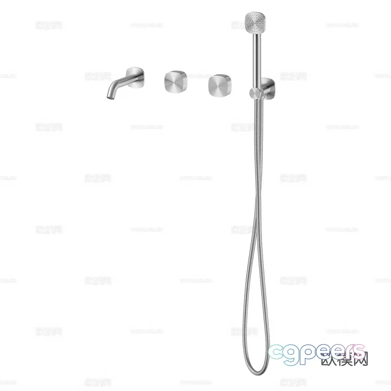 Quadro Shower Faucet Shower Stainless Steel Shower Shower 3D Model