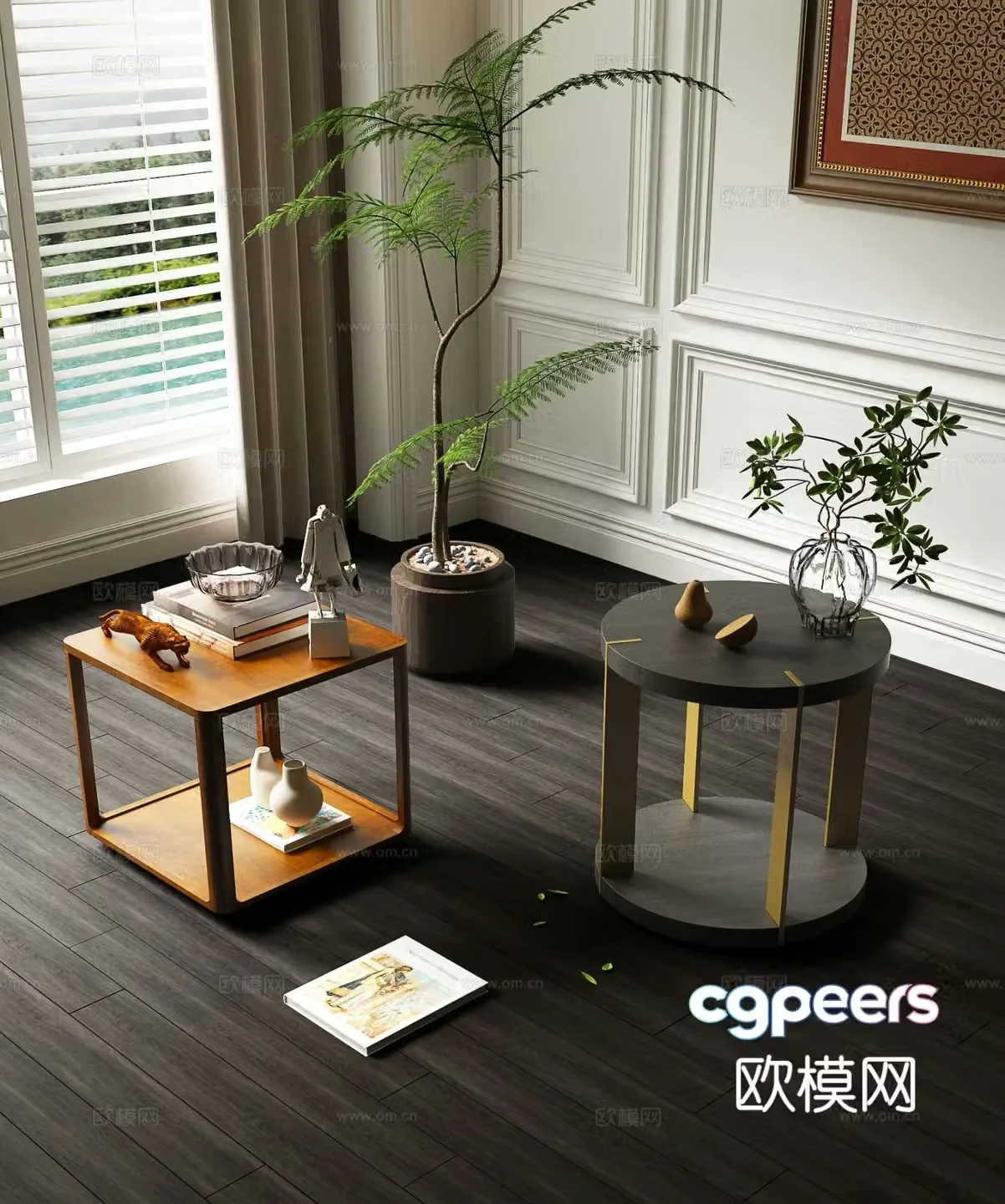 Wabi-sabi corner table side table round table table table 3D model