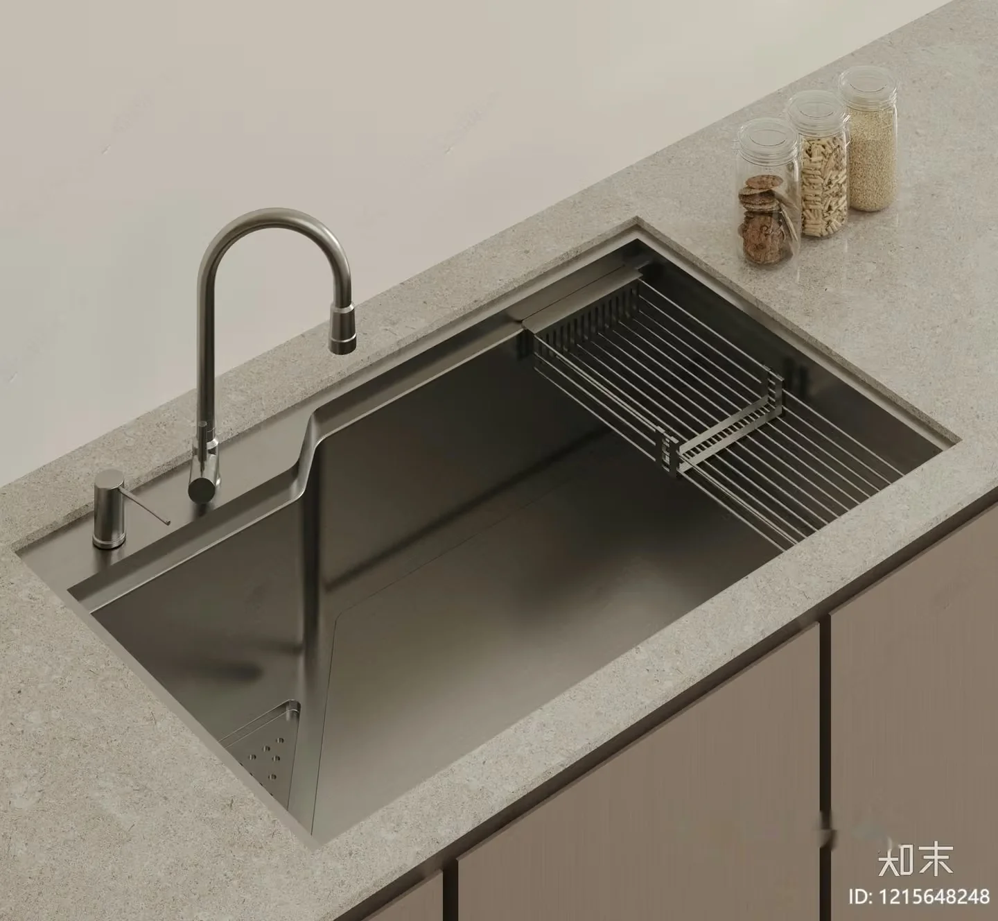 A Stainless Steel Sink 3D Model – 15613 – VRAY Render