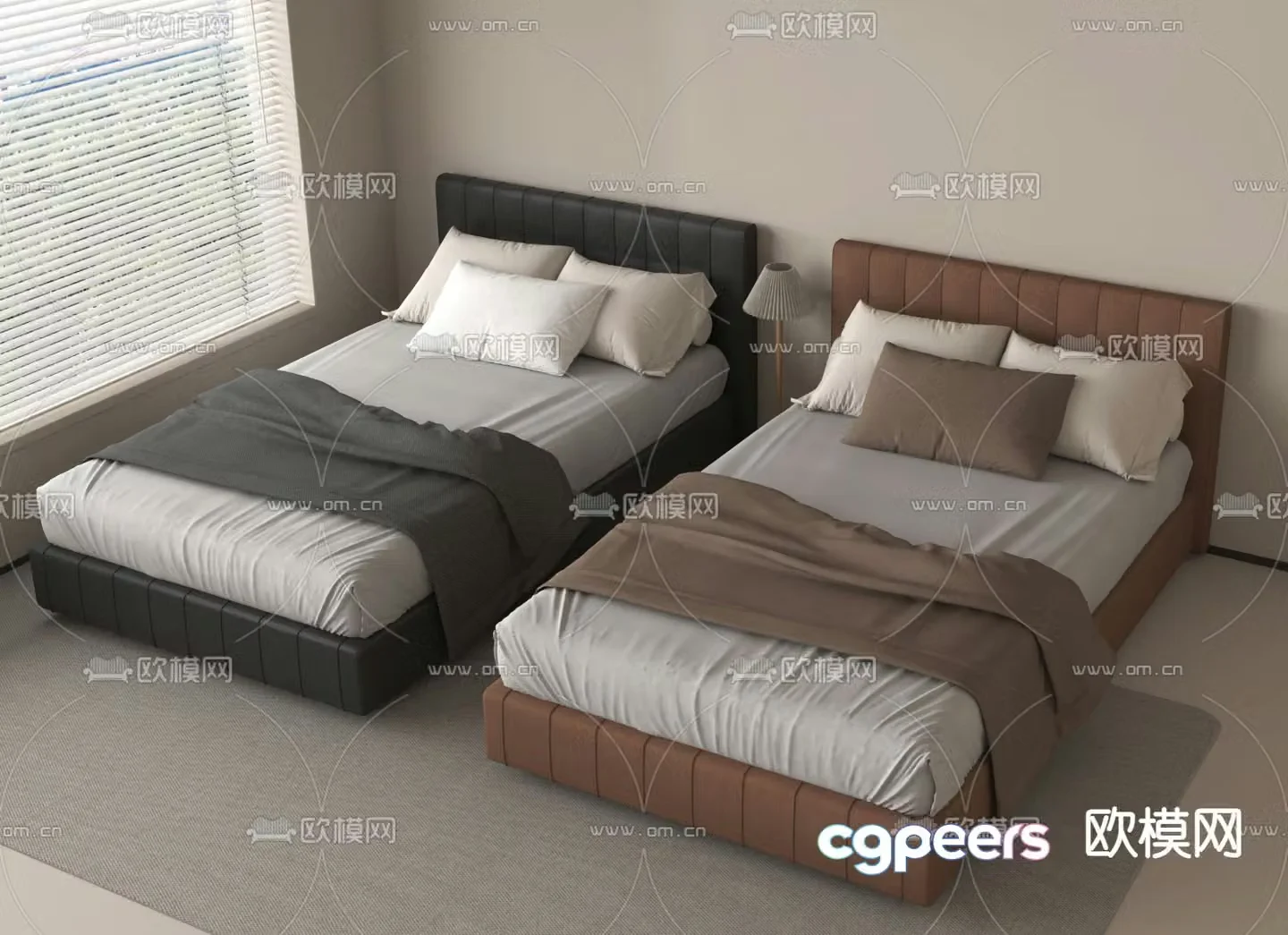 Modern double bed 3d model
