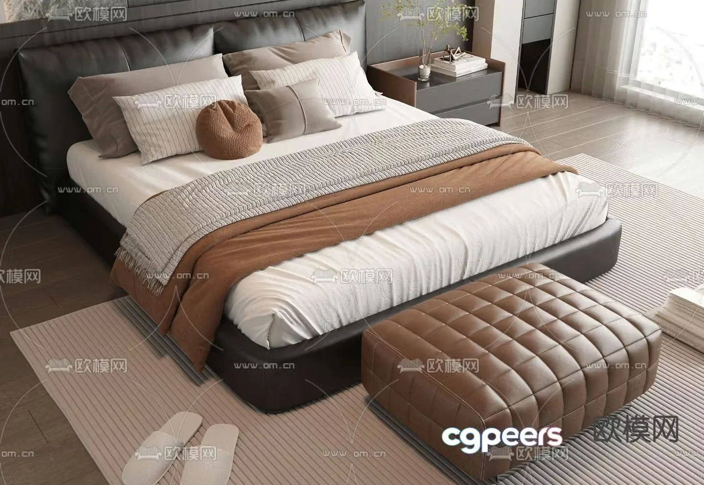 Double bed commercial bed 3d model