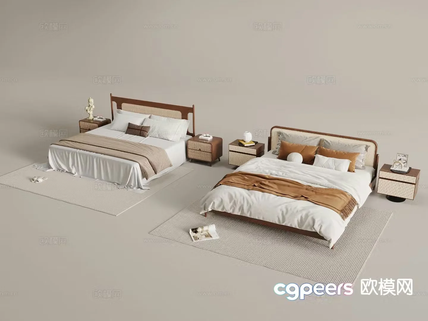 Medieval style double bed 3d model
