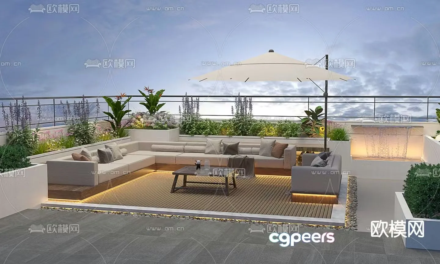 Balcony terrace roof garden 3d model