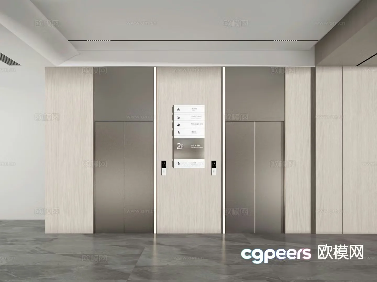 Modern elevator hall elevator door 3d model