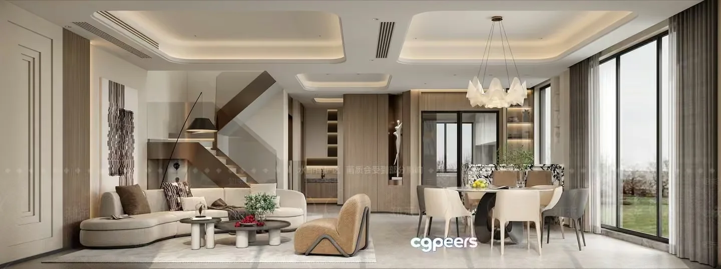 Modern Living Room 3D Model – 4947 – VRAY Render