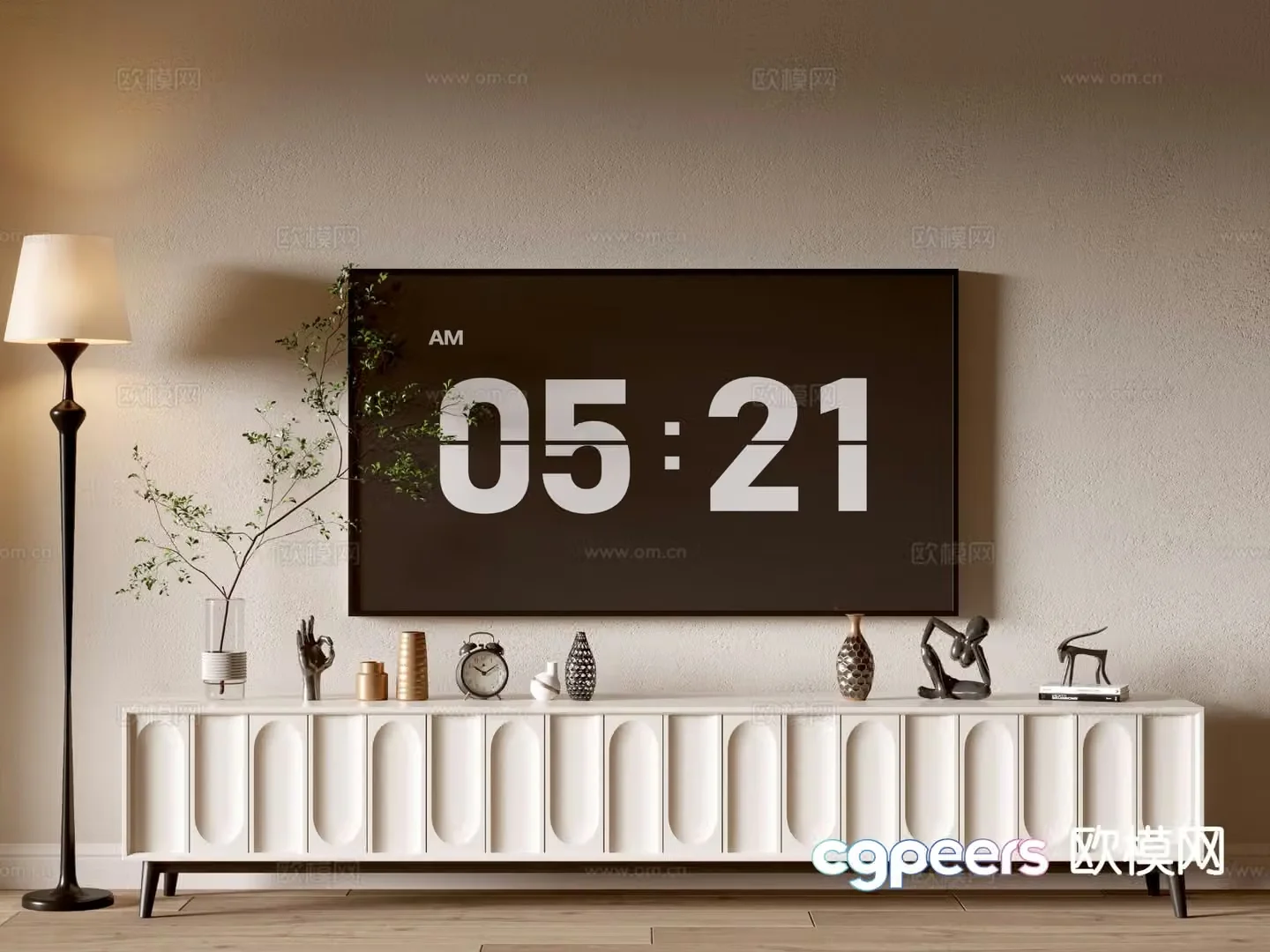 Cream style TV cabinet 3d model