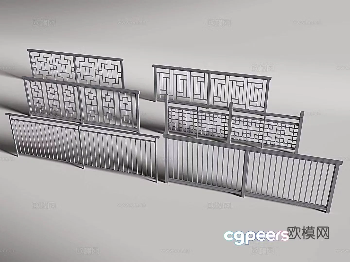 Iron railing fence guardrail 3d model