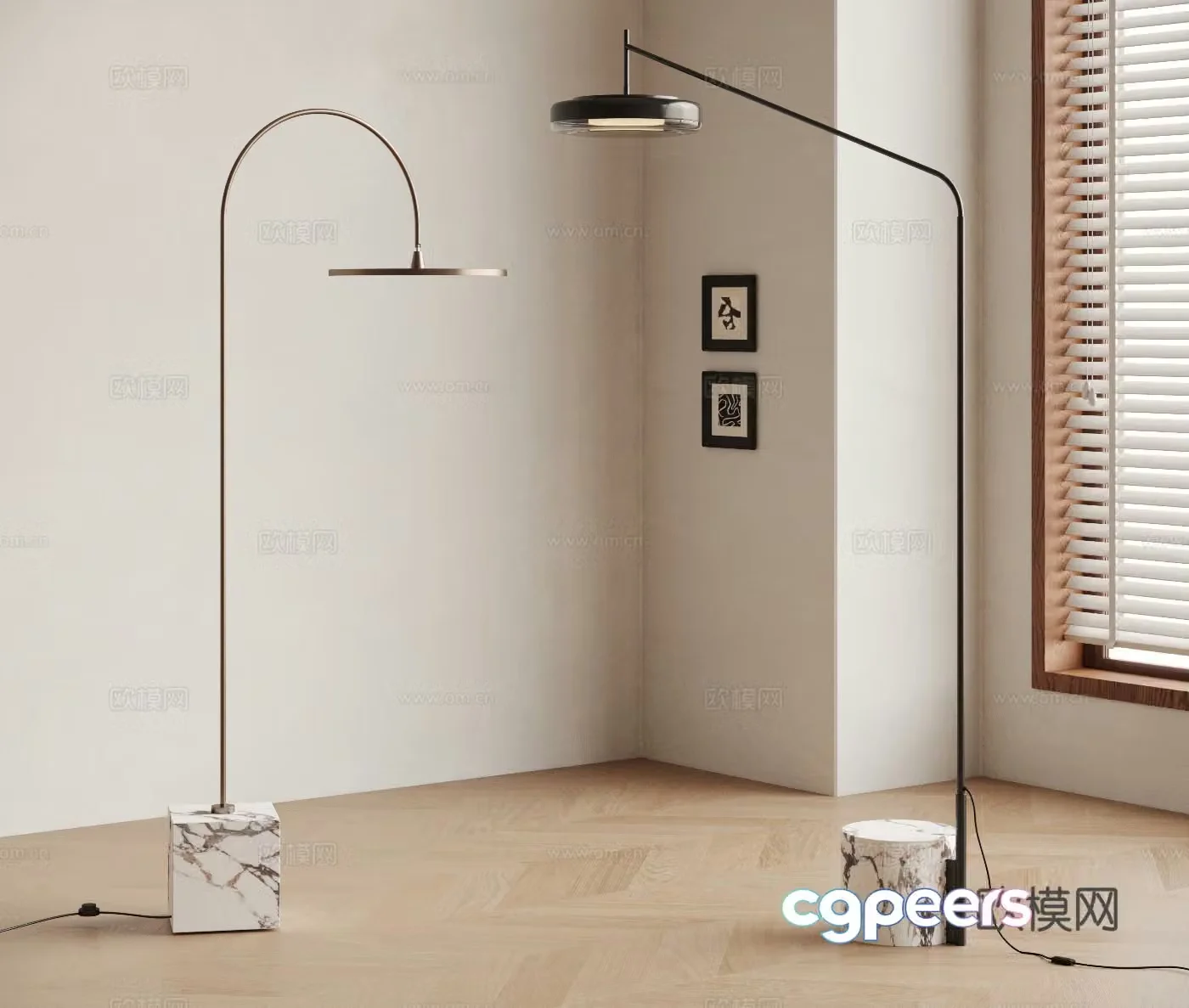 Modern floor lamp Fishing lamp Marble floor lamp Bulgari floor lamp Metal floor lamp 3D model
