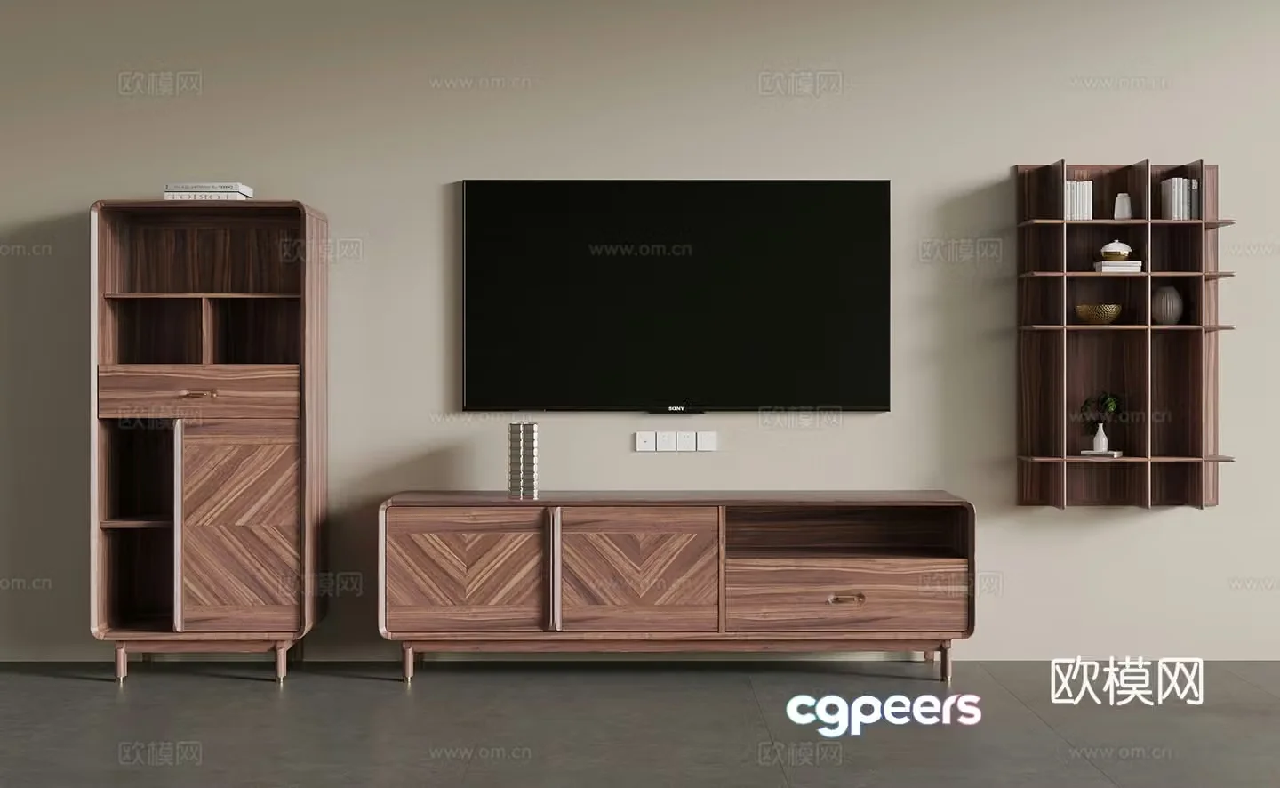 TV cabinet New Chinese TV cabinet combination 3D model