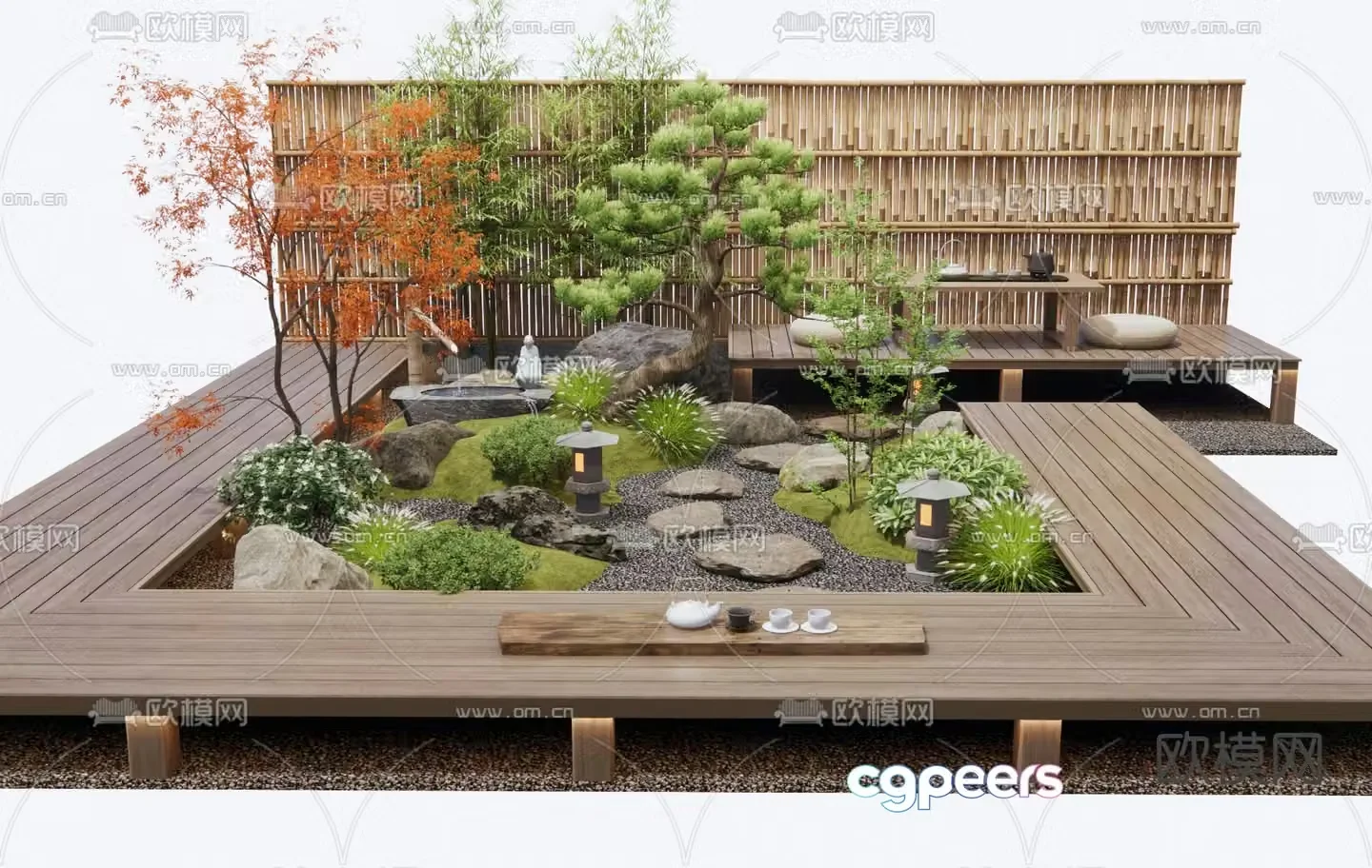 Garden sketch dry landscape plant pile 3D model