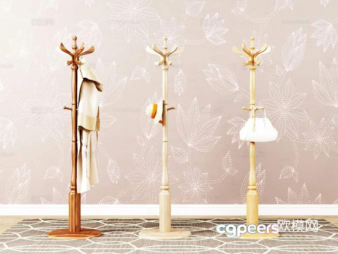 European style clothes hanger clothing carpet 3d model