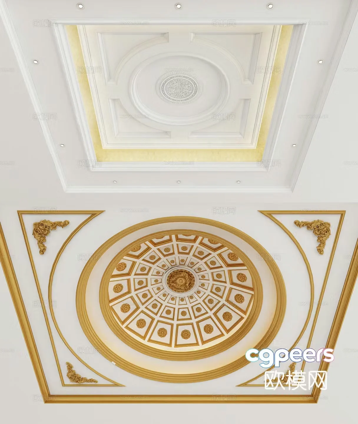 European ceiling round vault suspended ceiling 3D model