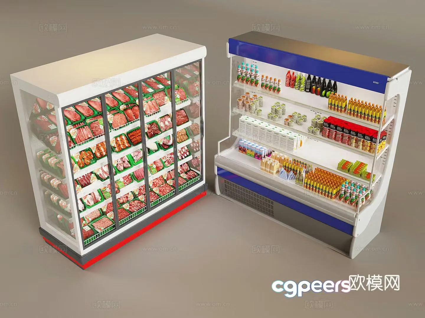 Supermarket fresh food display shelves Beverage display shelves display cabinet 3D model