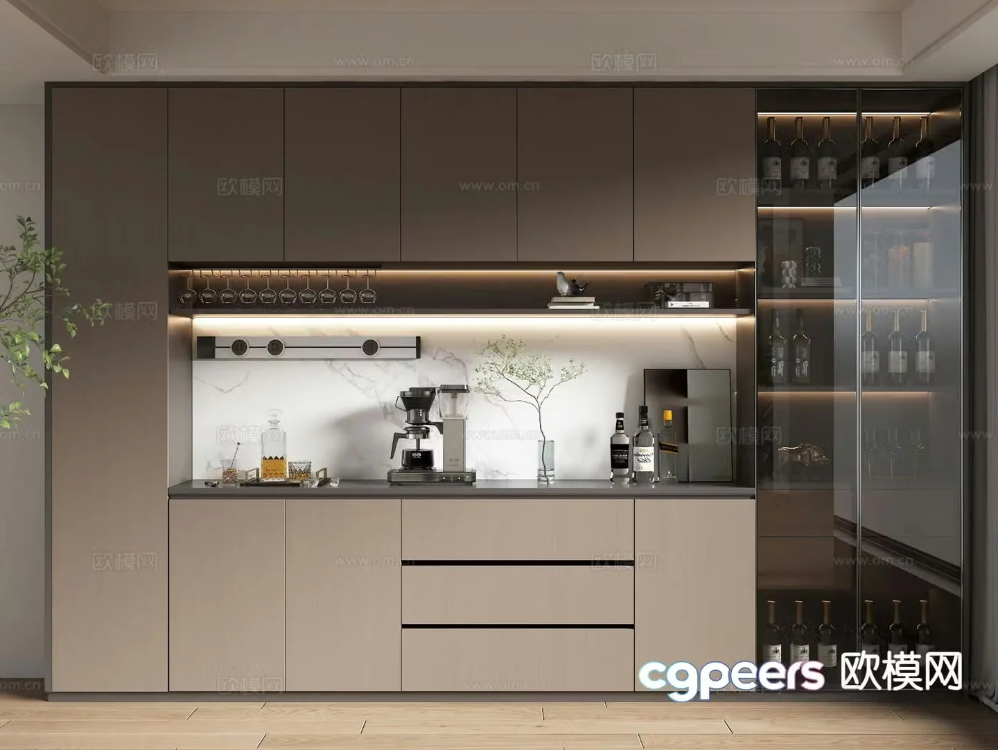 Modern wine cabinet sideboard 3d model