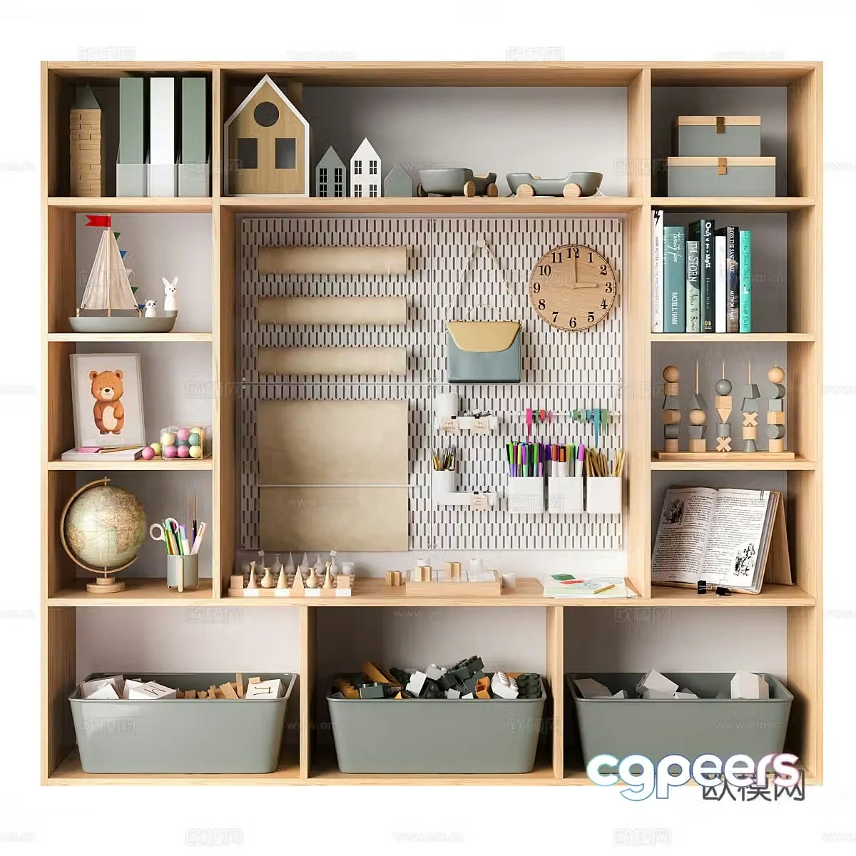 Modern children’s bookcase toy storage cabinet 3d model