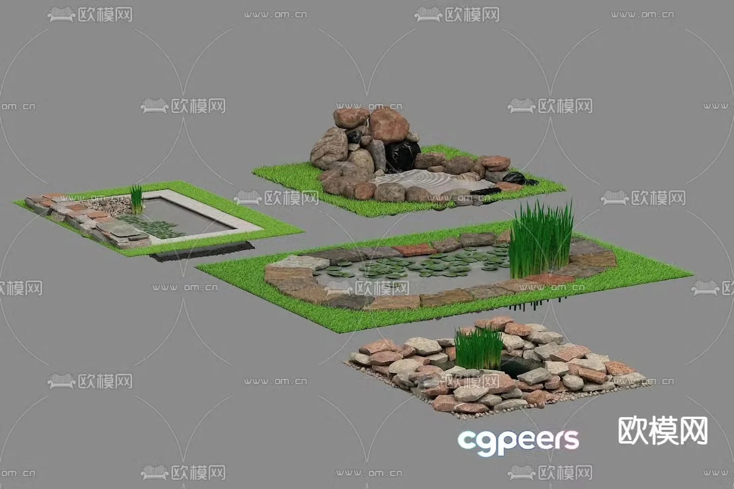 Garden pool 3d model