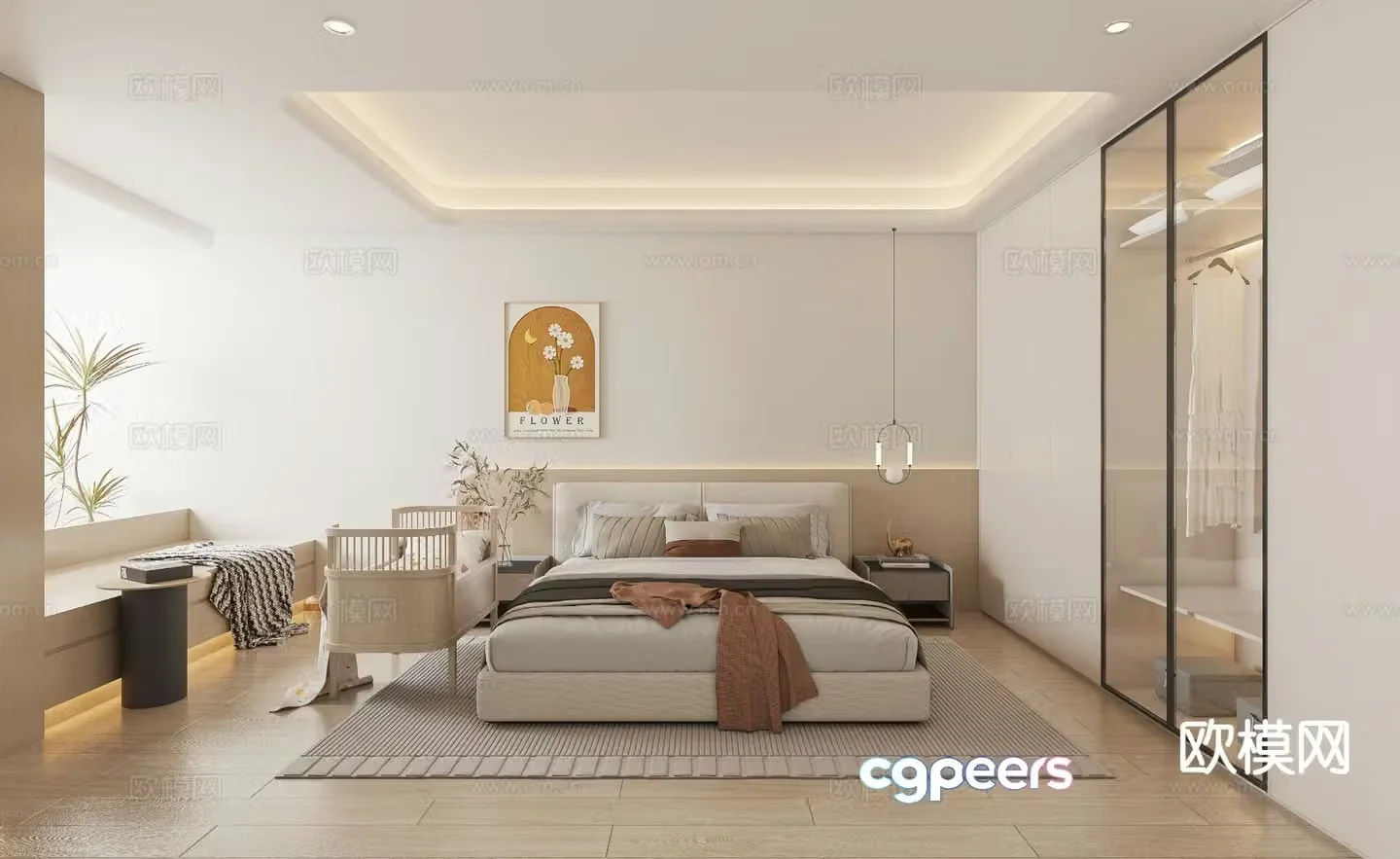 Cream style bedroom master bedroom 3d model