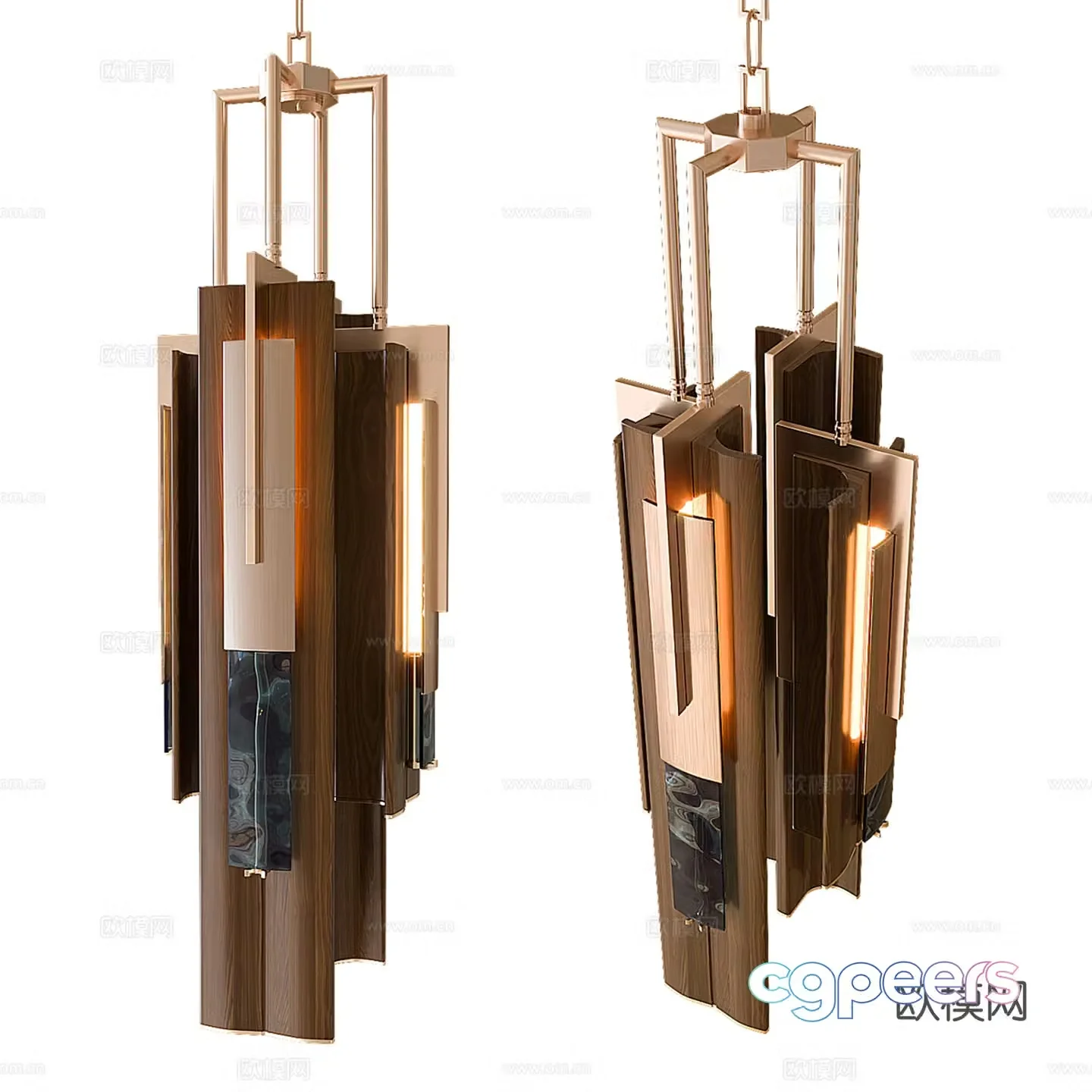 Modern light luxury chandeliers 3D model
