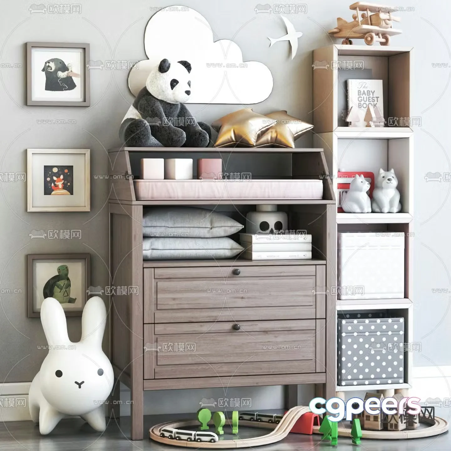 Nordic children’s wardrobe toys 3d model