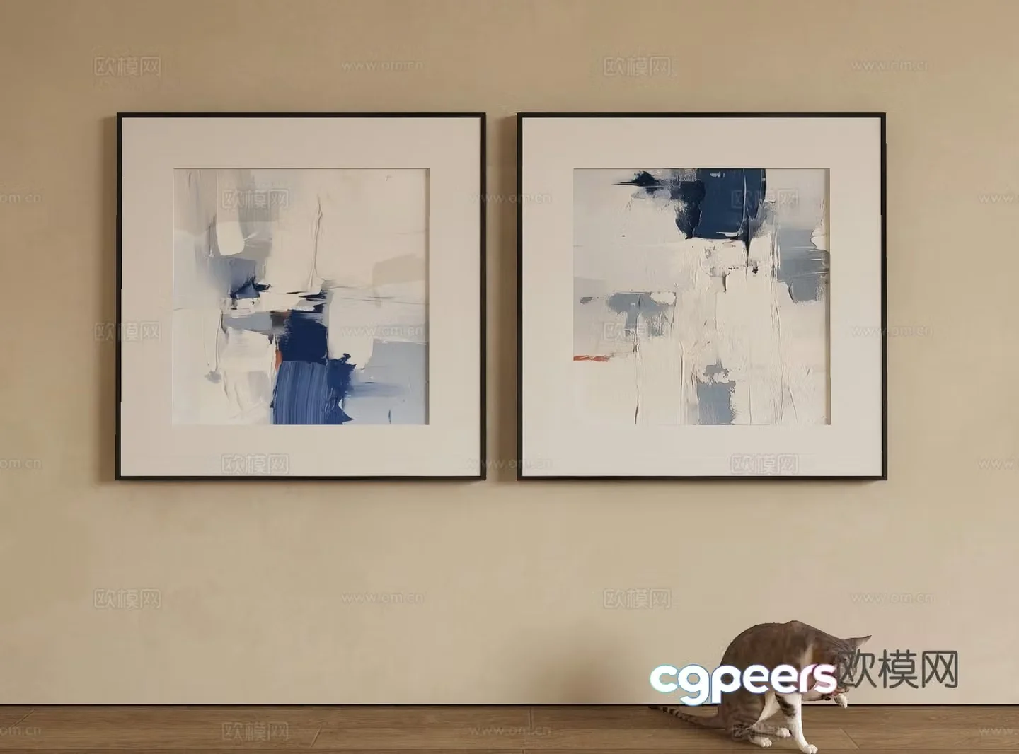 Modern texture painting decorative painting 3d model