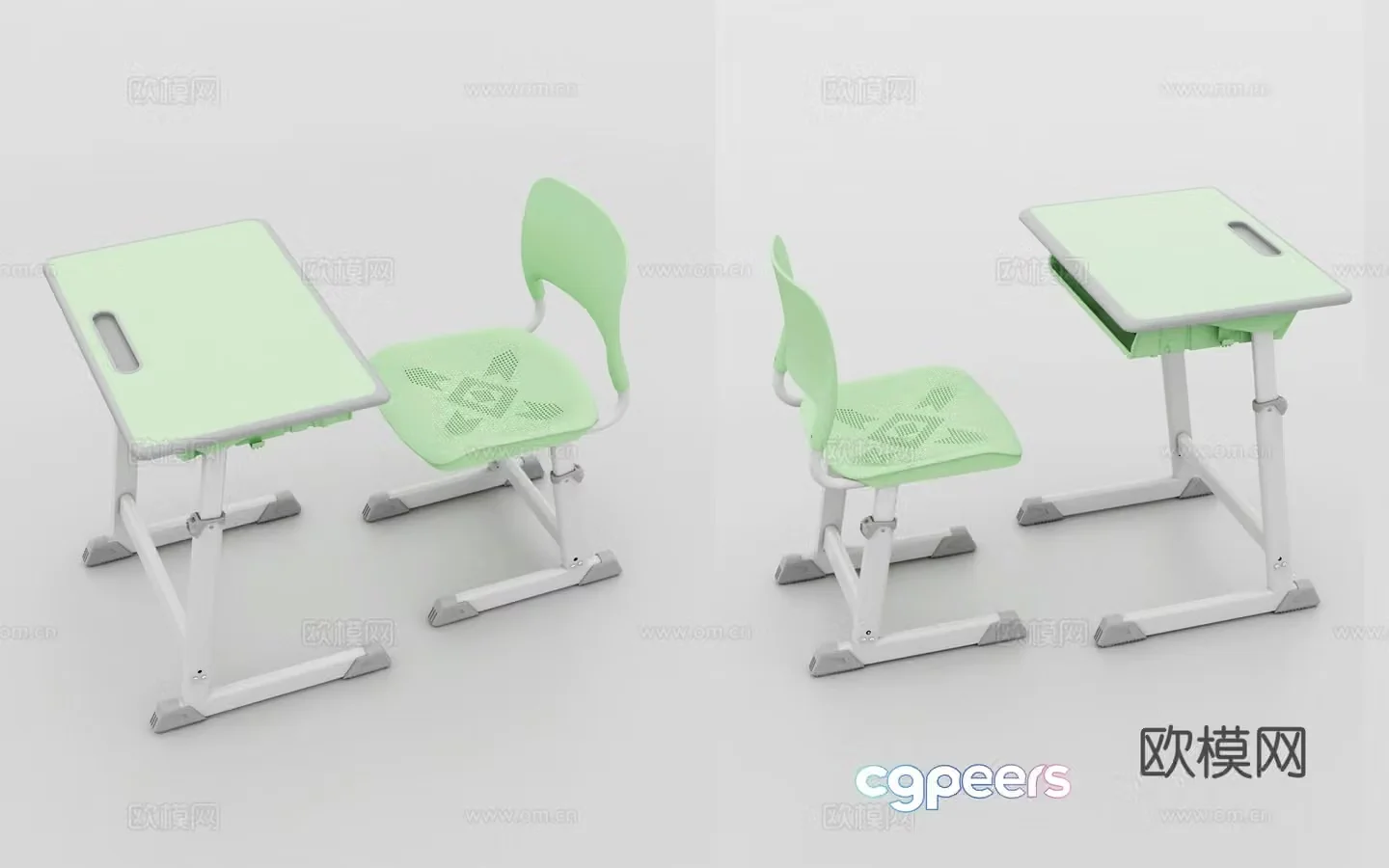 3D model of desks and chairs in primary and secondary schools