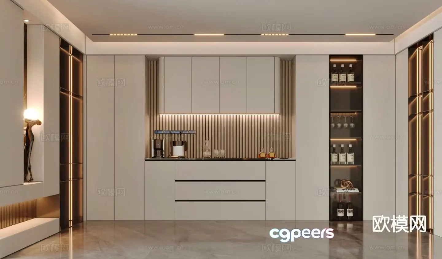 Modern wine cabinet sideboard 3D model