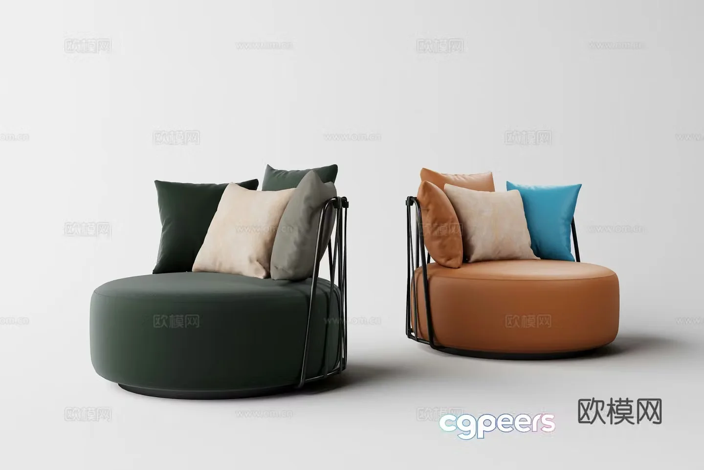 Modern light luxury single sofa 3D model