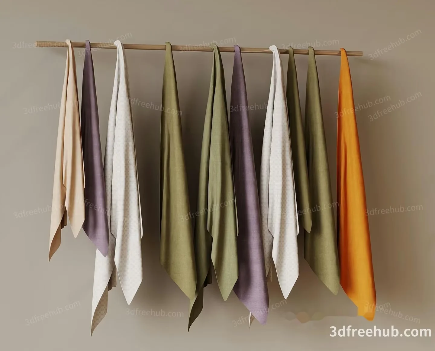 A Collection Of Colorful Scarves 3D Model – 19344 – VRAY Render