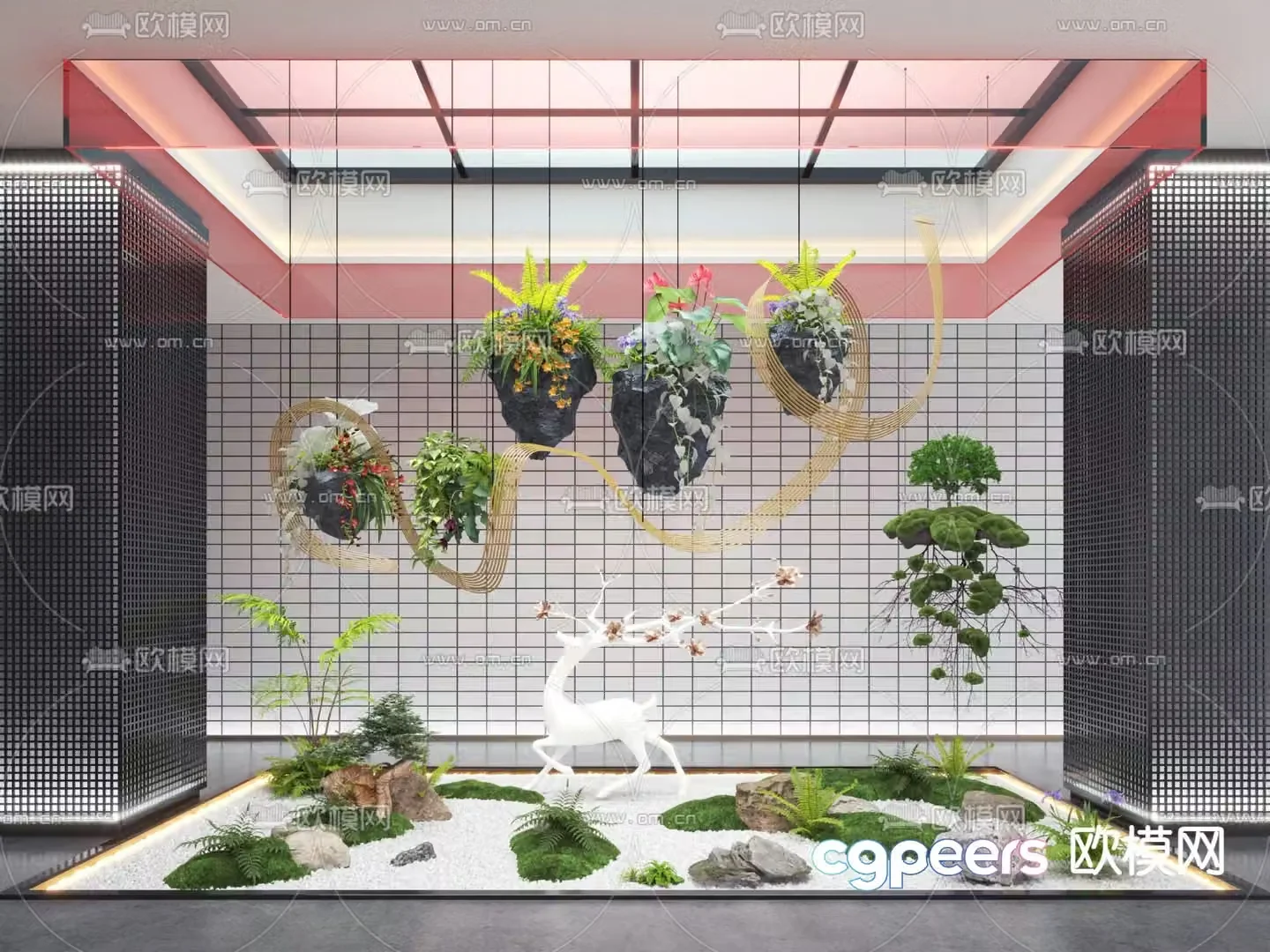 Landscape sketch indoor landscaping hanging tree 3d model