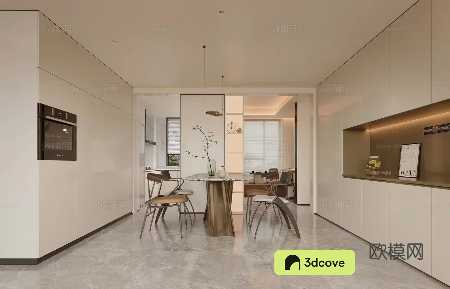 Modern living and dining room