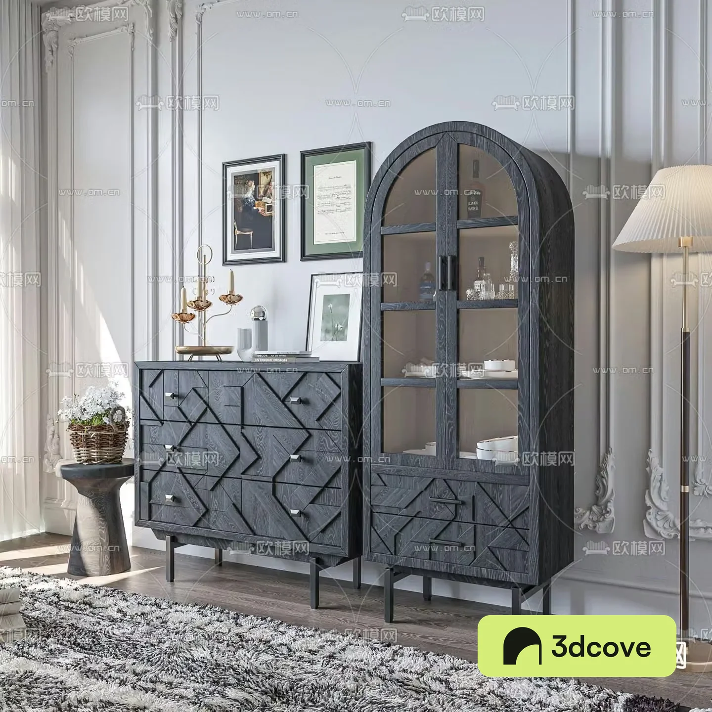 French sideboard high cabinet hall cabinet