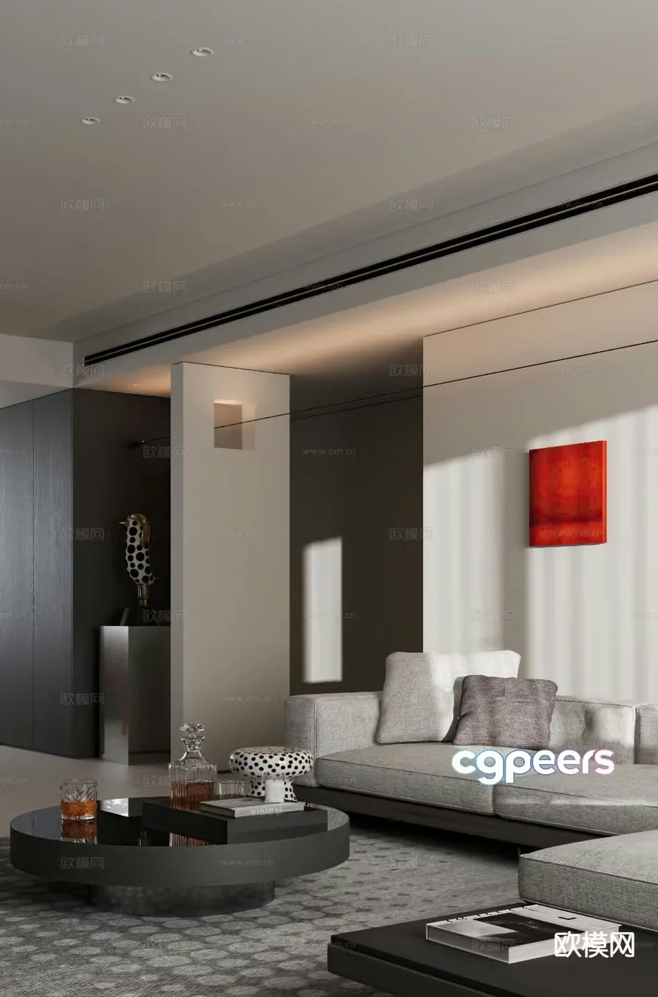 d model of a corner of modern living room