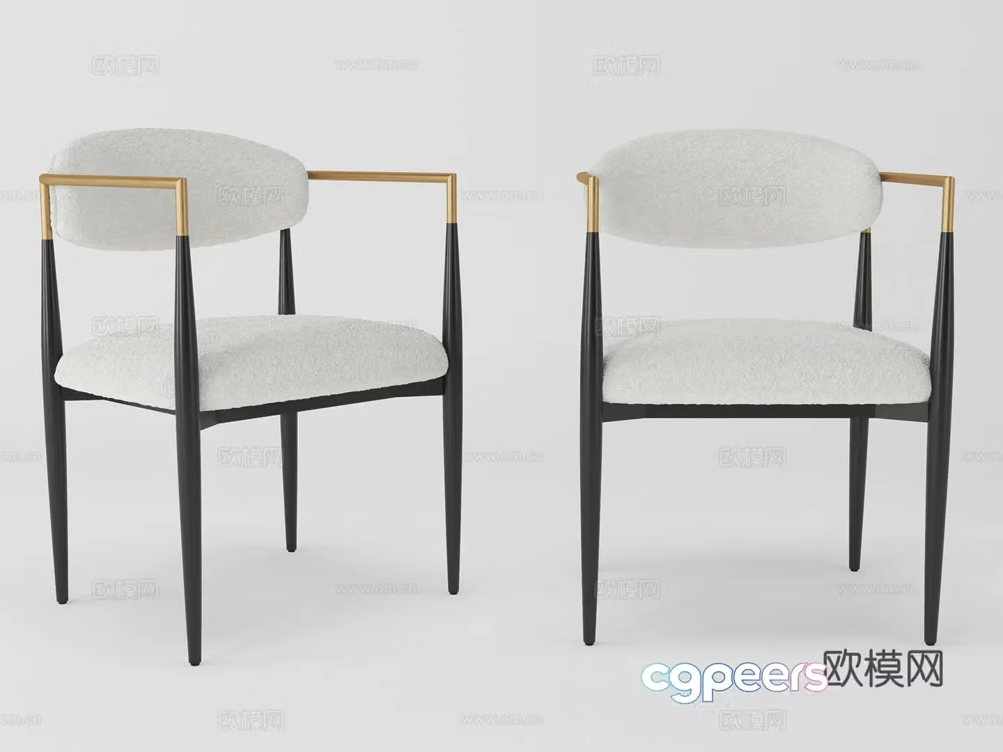 Modern minimalist style restaurant dining chair 3d model