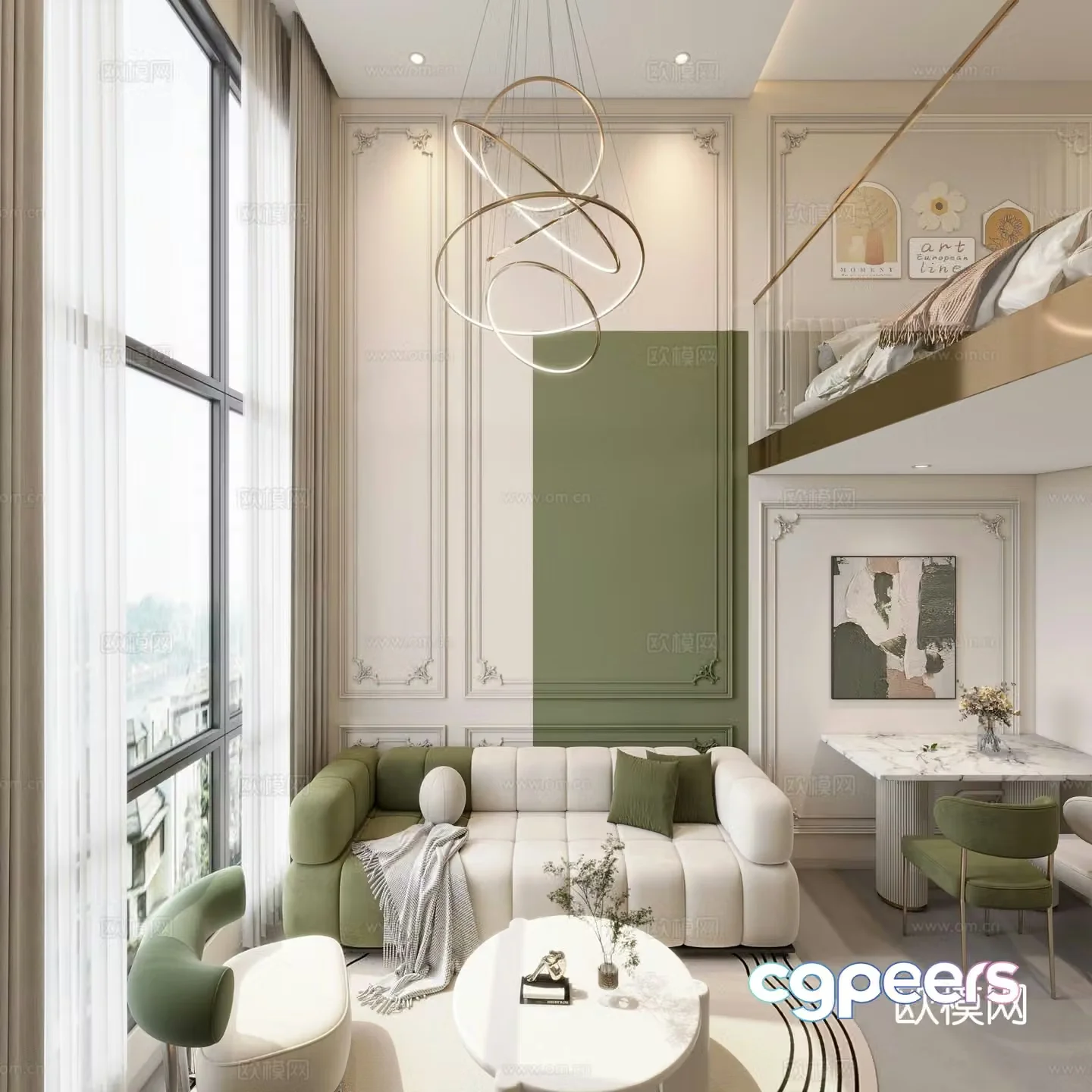 French style loft apartment 3d model
