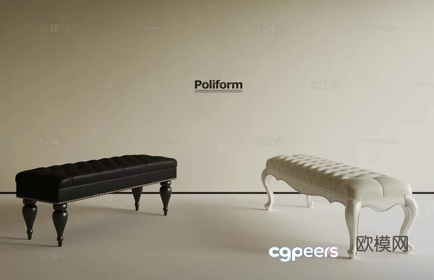 French shoe changing stool bench tail stool 3D model